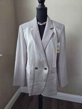 DKNY Pebble Oversized Open-Back Luxe Satin Blazer Jacket Size M